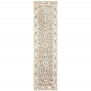 HomeRoots 10' Elegant Gray and Ivory Oriental Area Rug - Durable, Timeless Design for Any Living Space 2'3" x 8' 510100