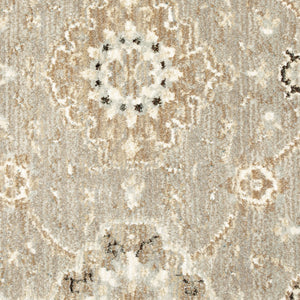 HomeRoots 10' Elegant Gray and Ivory Oriental Area Rug - Durable, Timeless Design for Any Living Space 2'6" x 12' 510101