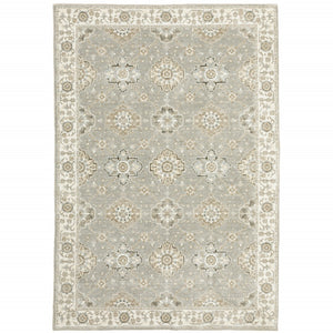 HomeRoots 10' Elegant Gray and Ivory Oriental Area Rug - Durable, Timeless Design for Any Living Space 3' x 5' 510102