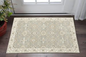HomeRoots 10' Elegant Gray and Ivory Oriental Area Rug - Durable, Timeless Design for Any Living Space 3' x 5' 510102