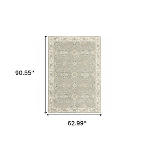 HomeRoots 10' Elegant Gray and Ivory Oriental Area Rug - Durable, Timeless Design for Any Living Space 5' X 7' 510103
