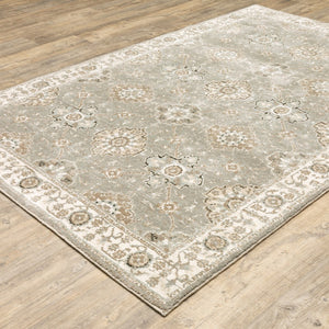 HomeRoots 10' Elegant Gray and Ivory Oriental Area Rug - Durable, Timeless Design for Any Living Space 7' X 10' 510104