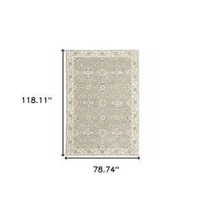 HomeRoots 10' Elegant Gray and Ivory Oriental Area Rug - Durable, Timeless Design for Any Living Space 7' X 10' 510104