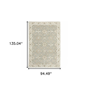 HomeRoots 10' Elegant Gray and Ivory Oriental Area Rug - Durable, Timeless Design for Any Living Space 8' X 11' 510105