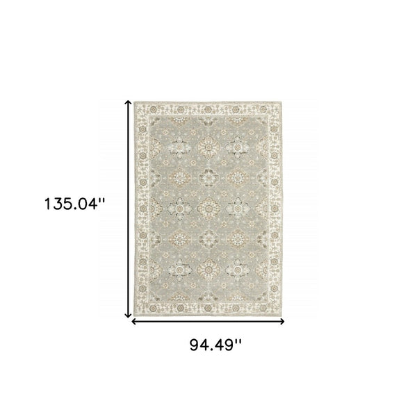 HomeRoots 10' Elegant Gray and Ivory Oriental Area Rug - Durable, Timeless Design for Any Living Space 8' X 11' 510105