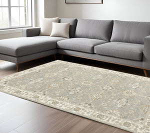 HomeRoots 10' Elegant Gray and Ivory Oriental Area Rug - Durable, Timeless Design for Any Living Space 8' X 11' 510105