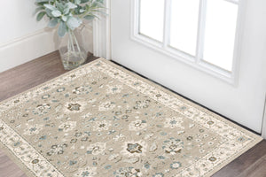 Homeroots 2' X 3' Beige And Ivory Oriental Power Loom Area Rug  Polypropylene 510108