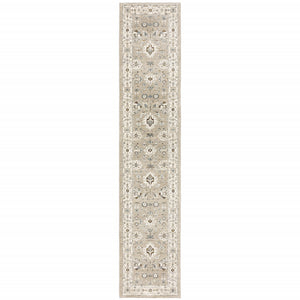 Homeroots 12' Runner Beige And Ivory Oriental Power Loom Runner Rug  Other Material 510110