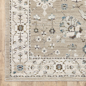 Homeroots 3' X 5' Beige And Ivory Oriental Power Loom Area Rug  Other Material 510111