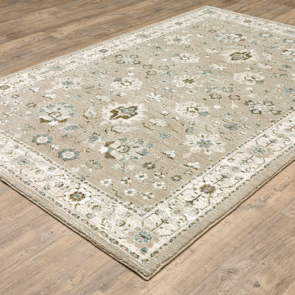 Homeroots 5' X 7' Beige And Ivory Oriental Power Loom Area Rug  Other Material 510112