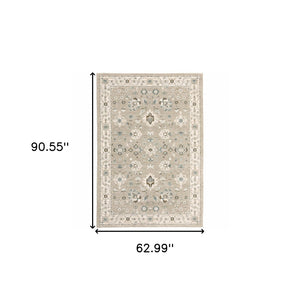 Homeroots 5' X 7' Beige And Ivory Oriental Power Loom Area Rug  Other Material 510112