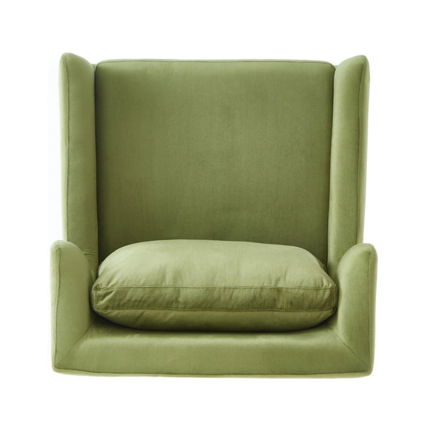English Elm Modern Velvet Accent Chair Curved Arms Plush Cushion Upholstered Seat for Living Room Green N763P360686F