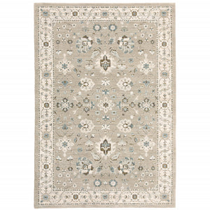 Homeroots 7' X 10' Beige And Ivory Oriental Power Loom Area Rug  Other Material 510113