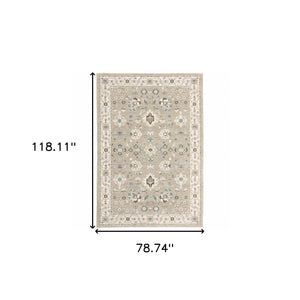 Homeroots 7' X 10' Beige And Ivory Oriental Power Loom Area Rug  Other Material 510113