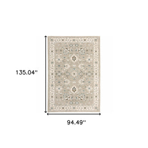 Homeroots 8' X 11' Beige And Ivory Oriental Power Loom Area Rug  Other Material 510114