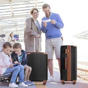 English Elm Hardshell Abs Checked Suitcase with 360 Spinner Wheels Expandable Tsa Lock 28 Inch Black Brown N730P296747A