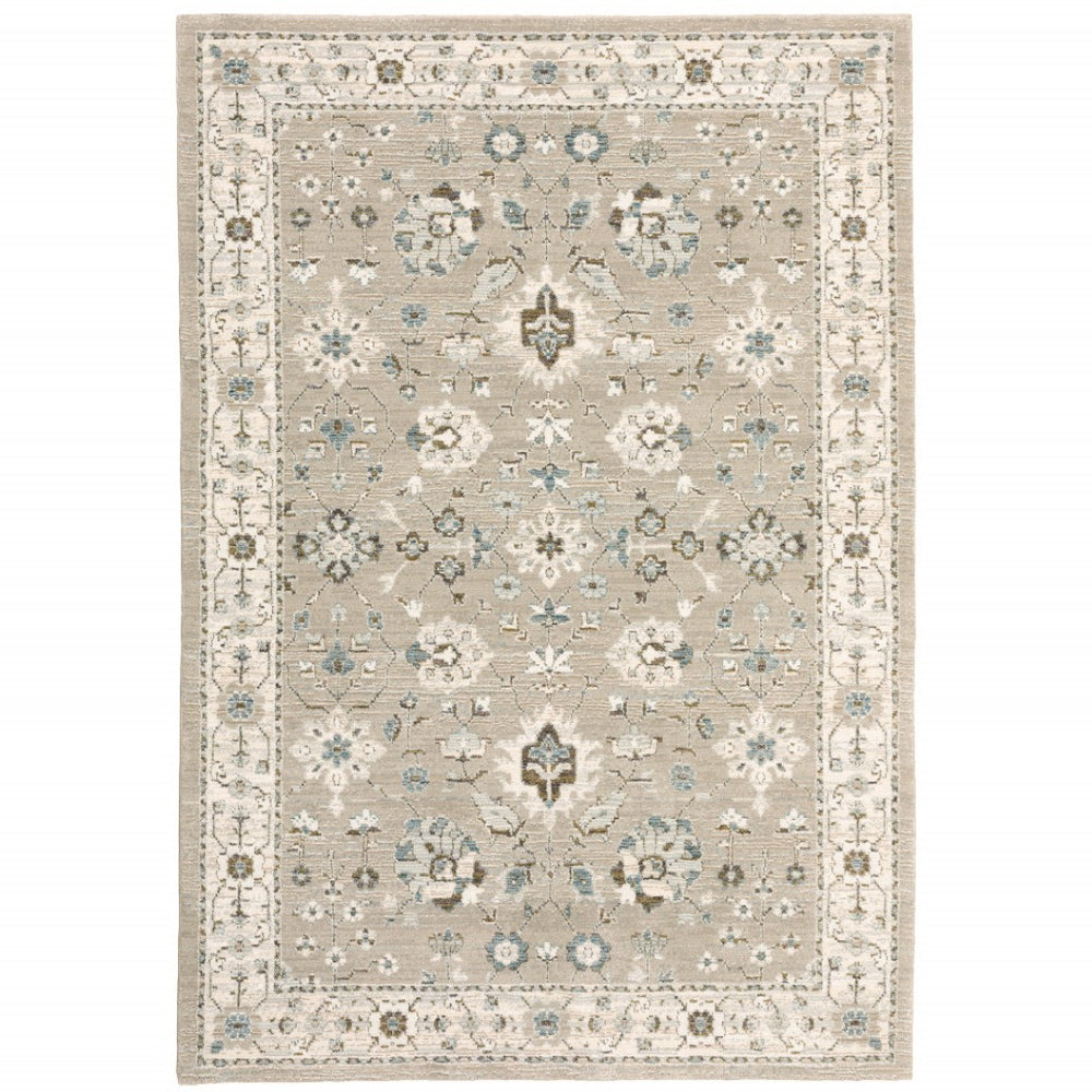 HomeRoots 10' Elegant Beige and Ivory Oriental Power Loom Area Rug – Timeless Style for High-Traffic Homes 9' X 12' 510115