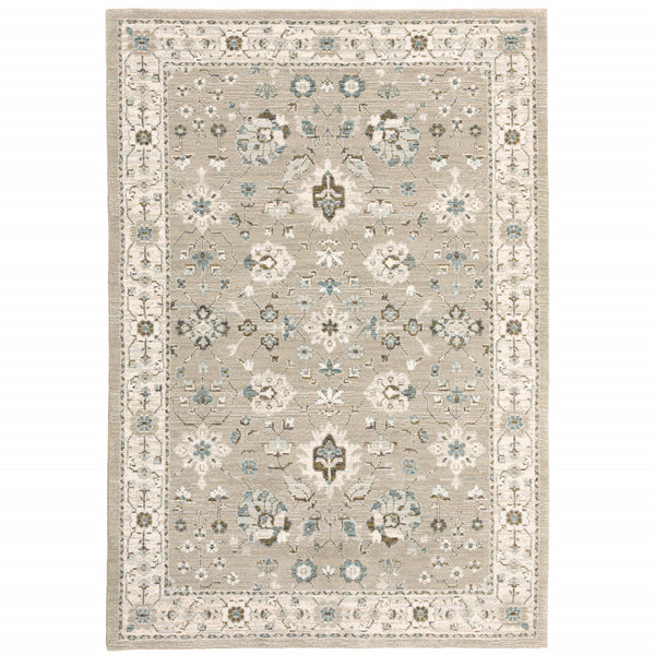 Homeroots 9' X 12' Beige And Ivory Oriental Power Loom Area Rug  Other Material 510115