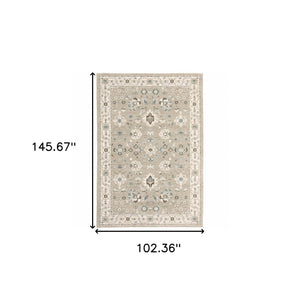Homeroots 9' X 12' Beige And Ivory Oriental Power Loom Area Rug  Other Material 510115