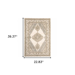 Homeroots 2' Beige And Ivory Oriental Area Rug – Durable, Stain Resistant Design For Cozy Spaces With Kids & Pets 2' X 3' Polypropylene,Nylon 510116