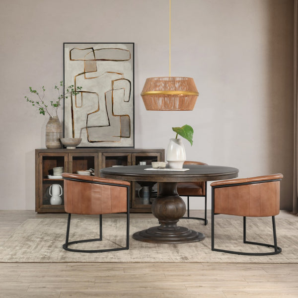 Classic Home Brookside 60-Inch Round Dining Table in Cocoa Brown - Solid Mango Wood, Elegant Centerpiece for Gatherings 51011885