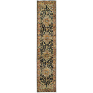 Homeroots 12' Runner Gold And Black Oriental Power Loom Runner Rug  Other Material 510124