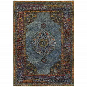 Homeroots 10' X 13' Blue And Beige Oriental Power Loom Area Rug  Other Material 510131