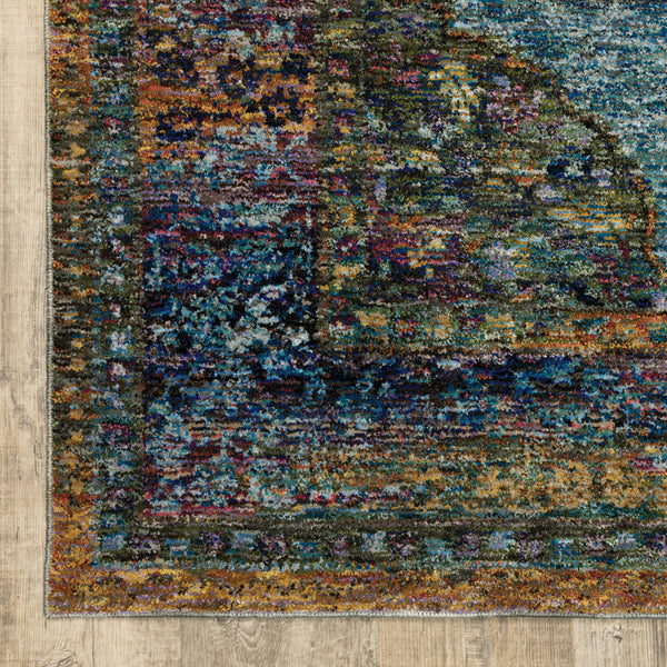 Homeroots 10' X 13' Blue And Beige Oriental Power Loom Area Rug  Other Material 510131