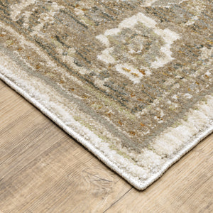 Homeroots 12' Runner Beige And Ivory Oriental Power Loom Runner Rug  Other Material 510144