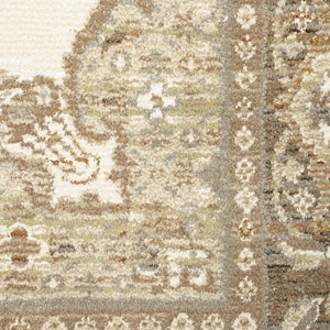 Homeroots 3' X 5' Beige And Ivory Oriental Power Loom Area Rug  Other Material 510145