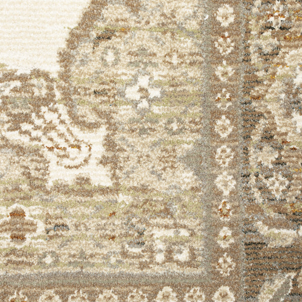 Homeroots 5' X 7' Beige And Ivory Oriental Power Loom Area Rug  Other Material 510146