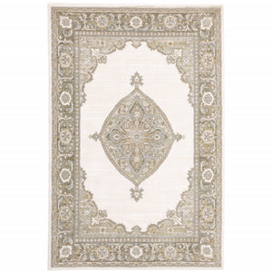 Homeroots 8' X 11' Beige And Ivory Oriental Power Loom Area Rug  Other Material 510148
