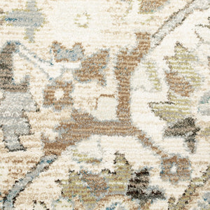 HomeRoots 2' Elegant Beige and Ivory Medallion Runner Rug - Timeless Style for Hallways and Entryways 7'10" Round 510150