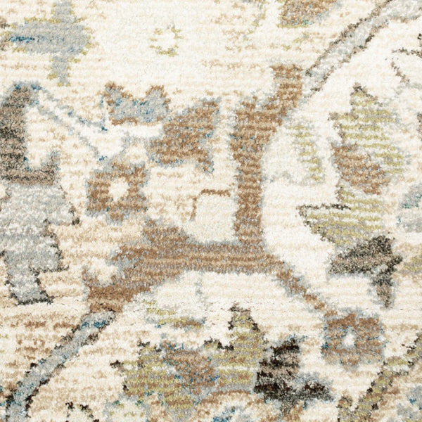 HomeRoots 2' Elegant Beige and Ivory Medallion Runner Rug - Timeless Style for Hallways and Entryways 7'10" Round 510150