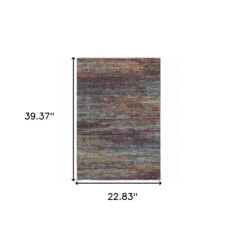 Homeroots 2' Blue And Gray Abstract Area Rug - Durable, Stain Resistant, Perfect For Homes With Kids & Pets Blue,Gray Nylon,Polypropylene 510151