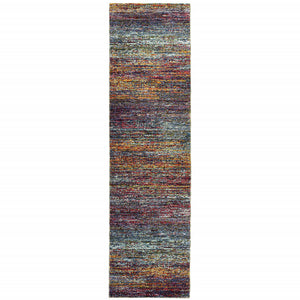 Homeroots 8' Runner Blue And Gray Abstract Power Loom Runner Rug Multi,Colored Other Material 510152