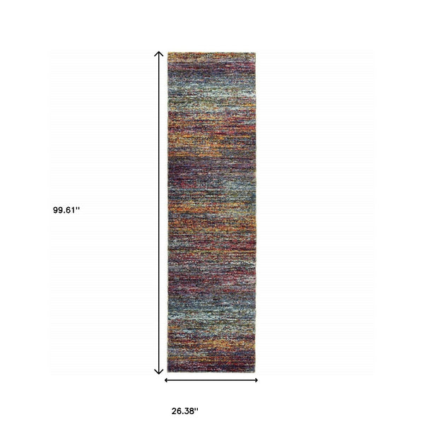Homeroots 8' Runner Blue And Gray Abstract Power Loom Runner Rug Multi,Colored Other Material 510152