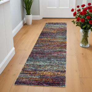 Homeroots 8' Runner Blue And Gray Abstract Power Loom Runner Rug Multi,Colored Other Material 510152