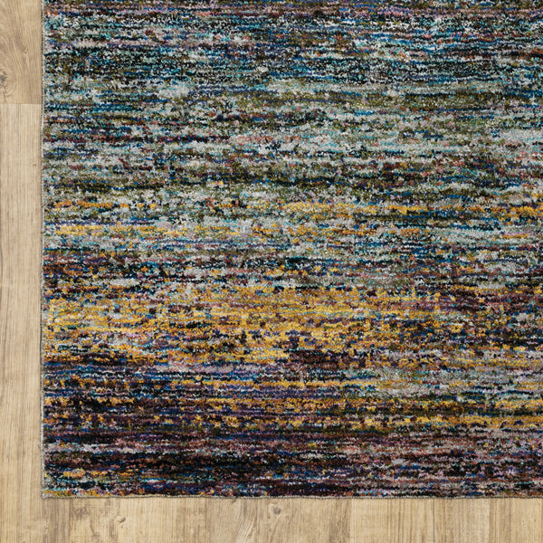 Homeroots 8' Runner Blue And Gray Abstract Power Loom Runner Rug Multi,Colored Other Material 510152