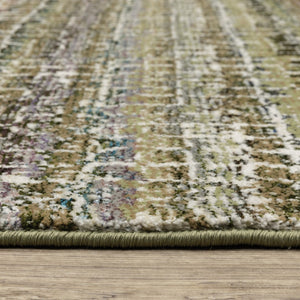 HomeRoots 10' Modern Gray and Ivory Abstract Area Rug - Durable, Stylish, Stain-Resistant for Any Room Green/ Multi 2'6" x 12' 510156