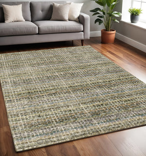 HomeRoots 10' Modern Gray and Ivory Abstract Area Rug - Durable, Stylish, Stain-Resistant for Any Room 5' X 7' 510158