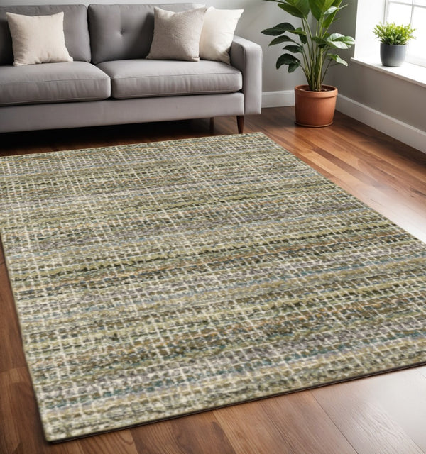 HomeRoots 10' Modern Gray and Ivory Abstract Area Rug - Durable, Stylish, Stain-Resistant for Any Room 5' X 7' 510158