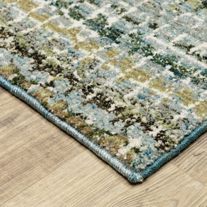 HomeRoots 10' Modern Gray and Ivory Abstract Area Rug - Durable, Stylish, Stain-Resistant for Any Room Blue/ Green 2'3" x 8' 510164