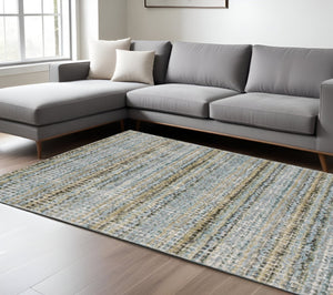 HomeRoots 10' Modern Gray and Ivory Abstract Area Rug - Durable, Stylish, Stain-Resistant for Any Room 8' X 11' 510169