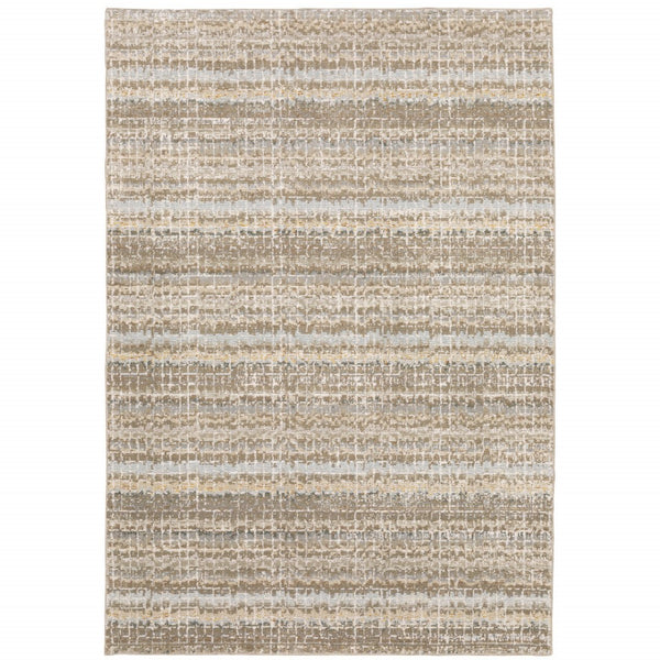 HomeRoots 10' Modern Gray and Ivory Abstract Area Rug - Durable, Stylish, Stain-Resistant for Any Room 10' X 13' 510171