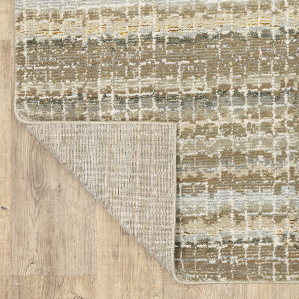 HomeRoots 10' Modern Gray and Ivory Abstract Area Rug - Durable, Stylish, Stain-Resistant for Any Room Ivory/ Grey 2'6" x 12' 510174