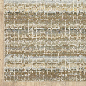 HomeRoots 10' Modern Gray and Ivory Abstract Area Rug - Durable, Stylish, Stain-Resistant for Any Room Ivory/ Grey 2'6" x 12' 510174