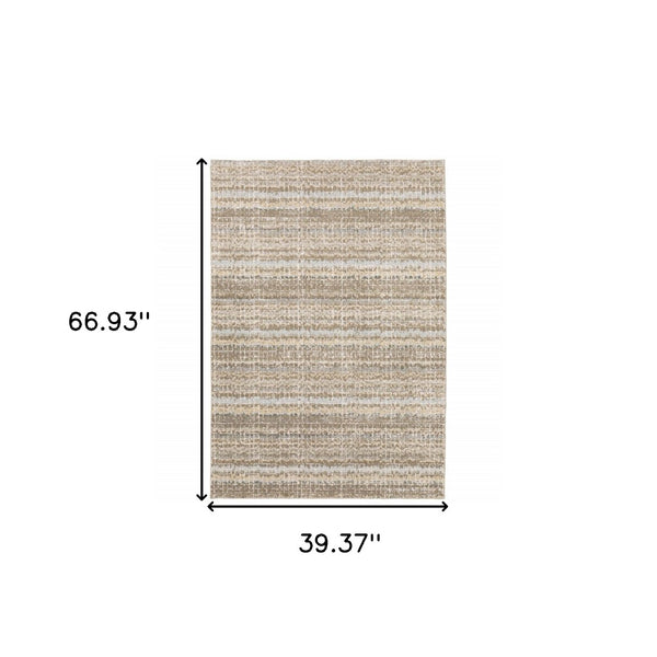 HomeRoots 10' Modern Gray and Ivory Abstract Area Rug - Durable, Stylish, Stain-Resistant for Any Room 3' x 5' 510175