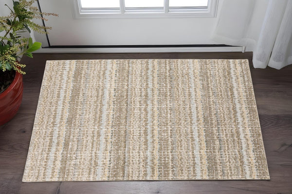 HomeRoots 10' Modern Gray and Ivory Abstract Area Rug - Durable, Stylish, Stain-Resistant for Any Room 3' x 5' 510175