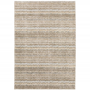 HomeRoots 10' Modern Gray and Ivory Abstract Area Rug - Durable, Stylish, Stain-Resistant for Any Room 5' X 7' 510176